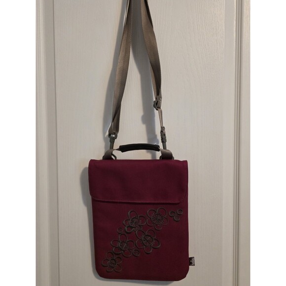 Haiku Handbags - Haiku Purple Floral Shoulder Bag with Embroidered Accents, Adjustable Strap